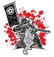 Samurai Warrior with Weapons  Japanese Fighter vector