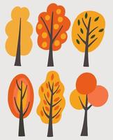 Colorful autumn trees collection on white background vector