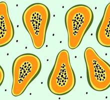 Vector pattern with cut parts of papaya.