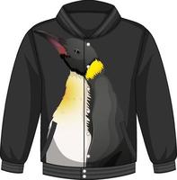 Front of bomber jacket with penguin pattern vector