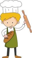 Little baker holding baking stuff cartoon character isolated vector