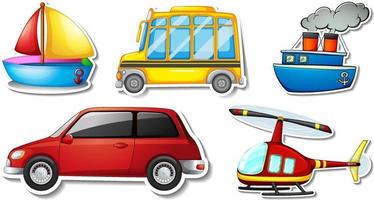 Random stickers with transportable vehicle objects vector