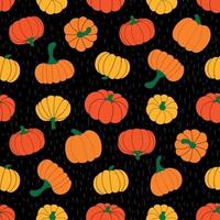 pattern of ripe pumpkins and stripes on a black background vector