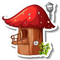 A sticker template with Mushroom house isolated vector