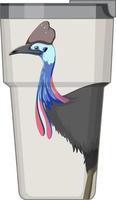 A white thermos flask with bird animal pattern vector