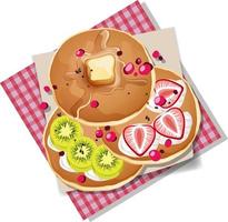 Pancake with kiwi and strawberry toppings isolated on white background vector