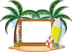 Empty banner template with summer beach element isolated vector