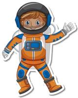 Personaje de dibujos animados de astronauta o astronauta en estilo adhesivo vector