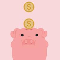 Head piggy bank with coin  for save money vector