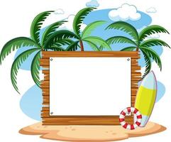 Empty banner template with summer beach element isolated vector