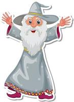 An old wizard cartoon character sticker vector