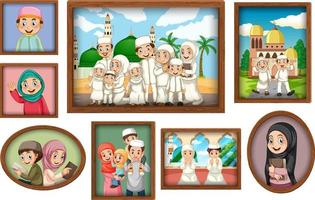 Family photo frames hanging on the wall vector