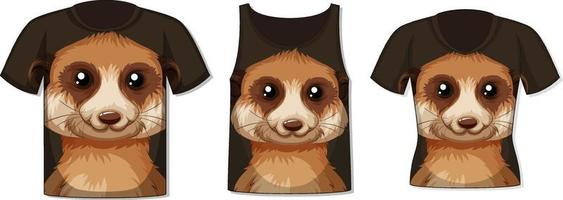 Front of t-shirt with meerkat face template vector