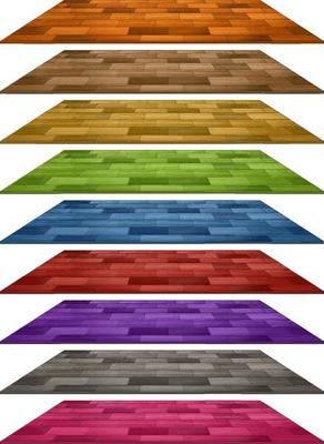 Different colours of wooden floor tiles on white background