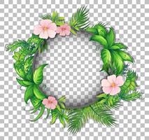 Round frame with hibiscus flowers vector