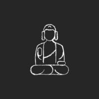 Shan buddha museum chalk white icon on dark background. vector