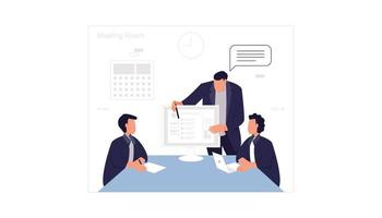 Illustration of workers discussing in the meeting room vector