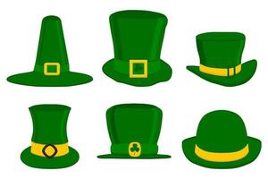 Illustration on theme Irish holiday St Patrick day, set headdress hats vector