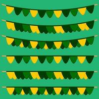 Irish holiday St Patrick day, big set from flags on rope vector