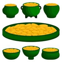 Illustration on theme Irish holiday St Patrick day, coins in pot vector