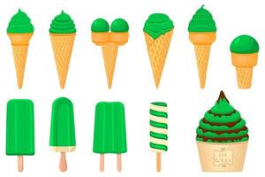 Illustration on theme Irish holiday St Patrick day, big set ice cream vector