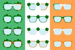 Irish holiday St Patrick day, big set color eyeglasses vector
