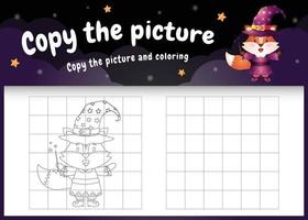 copy the picture kids game and coloring page with a cute fox vector