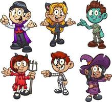 dibujos animados de niños de halloween vector