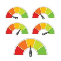 nivel del indicador del velocímetro para la clasificación de diferentes niveles de calidad vector