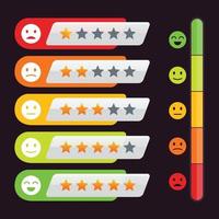 Rating stars design elements customer feedback with emoticon vector