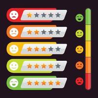 Rating stars design elements customer feedback with emoticon vector