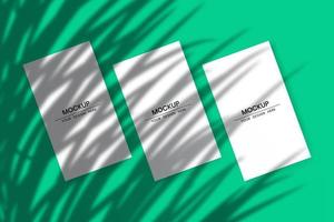 Blank vertical paper cards mockup with shadow overlay effect vector