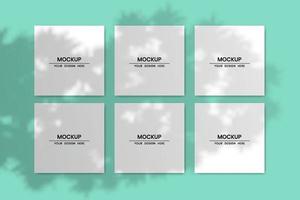 Blank square paper cards template with shadow overlay effect vector