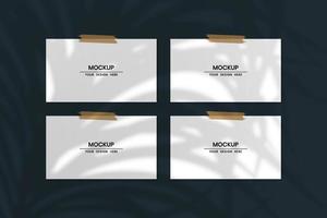 Blank horizontal paper cards mockup with shadow overlay effect vector