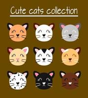 Cute cats collection vector