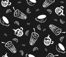 Coffee cups doodle seamless pattern vector