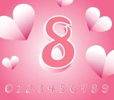 Set of pink numbers vector