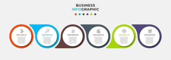 Plantilla de diseño infográfico con iconos y 6 opciones o pasos. vector