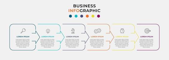 Infographic design template with icons and 6 options or steps vector