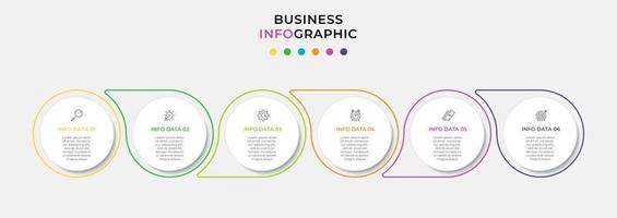 Plantilla de diseño infográfico con iconos y 6 opciones o pasos. vector