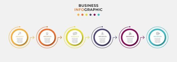 Infographic design template with icons and 6 options or steps vector