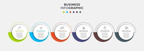 Plantilla de diseño infográfico con iconos y 6 opciones o pasos. vector