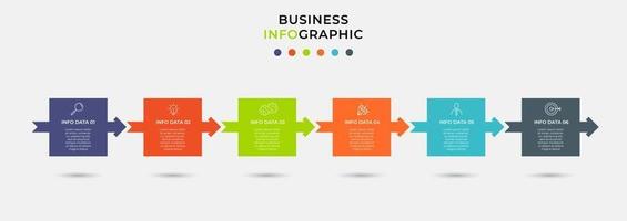 Plantilla de diseño infográfico con iconos y 6 opciones o pasos. vector