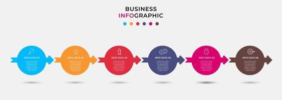 Infographic design template with icons and 6 options or steps vector