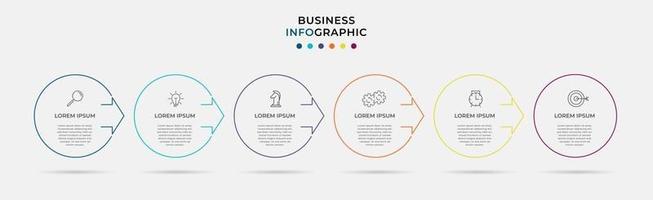 Infographic design template with icons and 6 options or steps vector