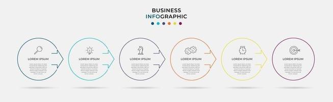 Infographic design template with icons and 6 options or steps vector