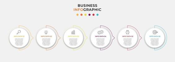 Infographic design template with icons and 6 options or steps vector