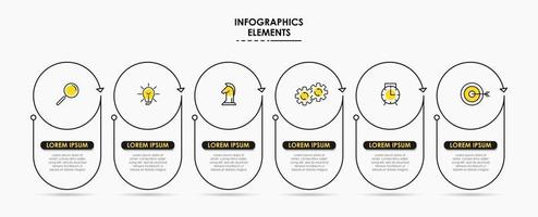 Infographic design template with icons and 6 options or steps vector