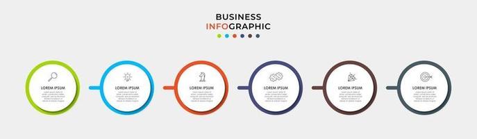 Plantilla de diseño infográfico con iconos y 6 opciones o pasos. vector