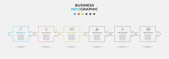 Plantilla de diseño infográfico con iconos y 6 opciones o pasos. vector